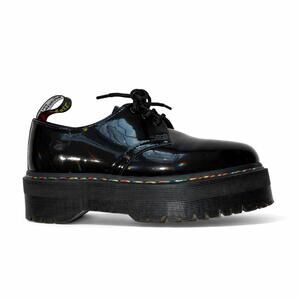 Dr Martens 1461 Quad Rainbow Platform Black Patent Leather Iridescent Women’s 7